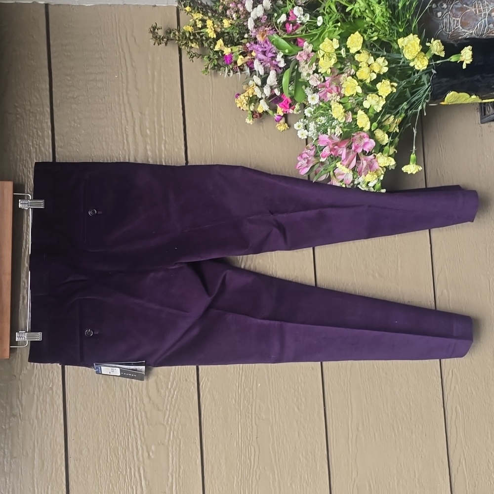 Ralph Lauren Made in Italy Plum Corduroy Tailored Dress Pants  30x27 Cropped - Picture 12 of 14